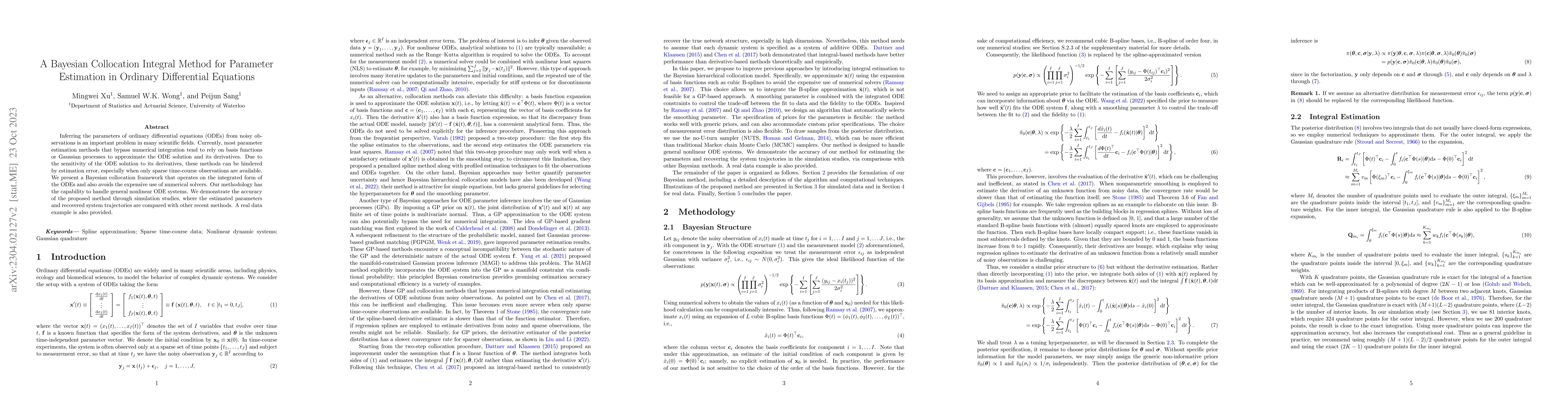 Thumbnail for A Bayesian Collocation Integral Method for Parameter Estimation in
  Ordinary Differential Equations