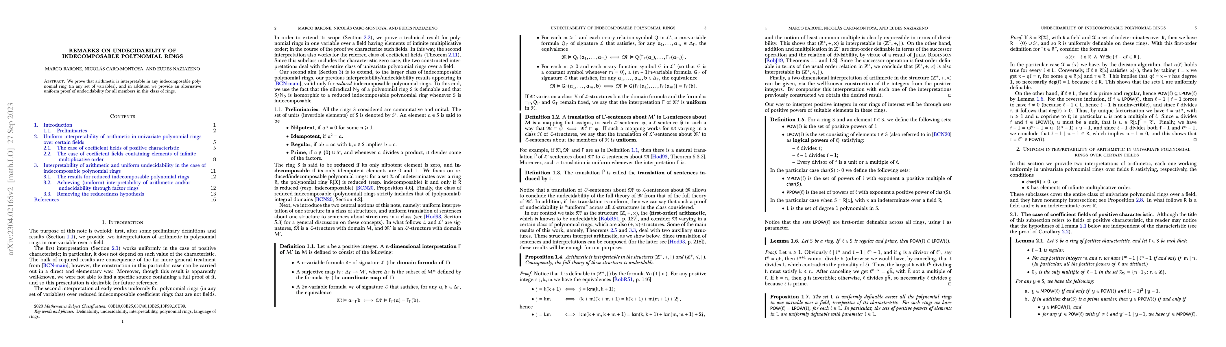 Thumbnail for Remarks on undecidability of indecomposable polynomial rings