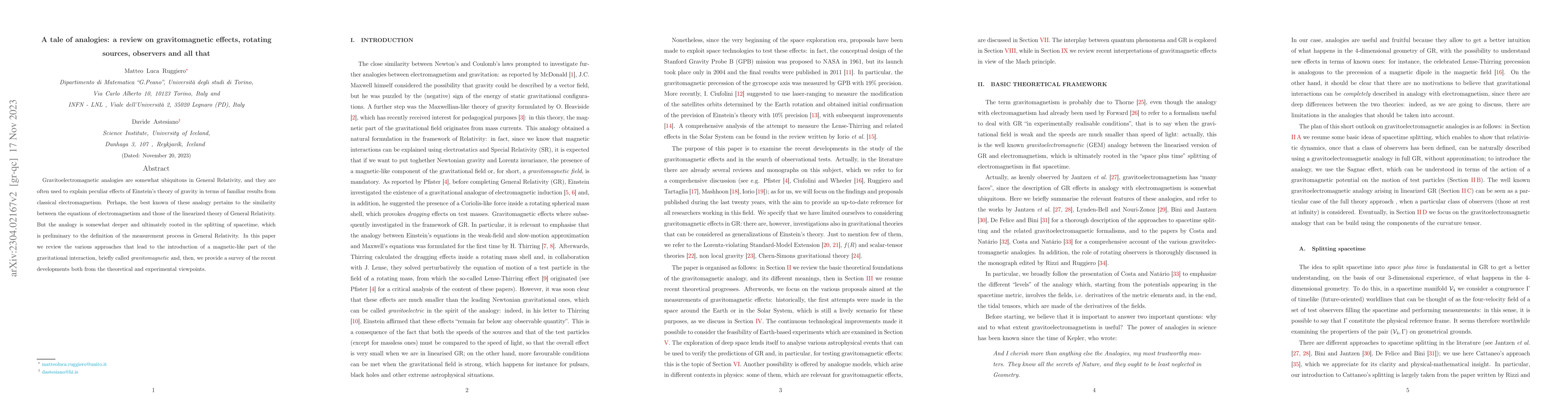 Thumbnail for A tale of analogies: gravitomagnetic effects, rotating sources,
  observers and all that