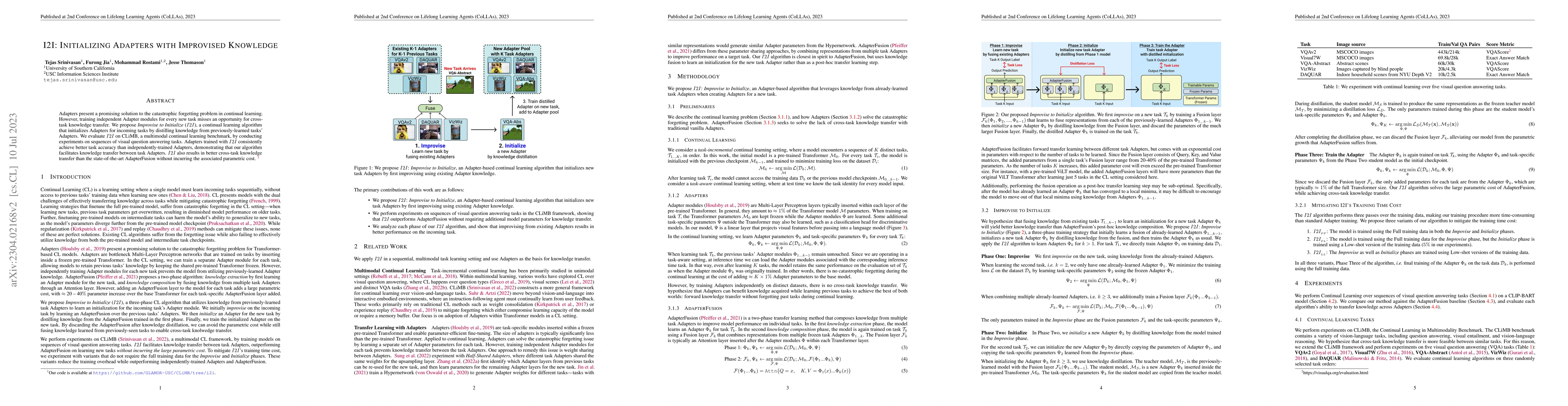 Thumbnail for I2I: Initializing Adapters with Improvised Knowledge