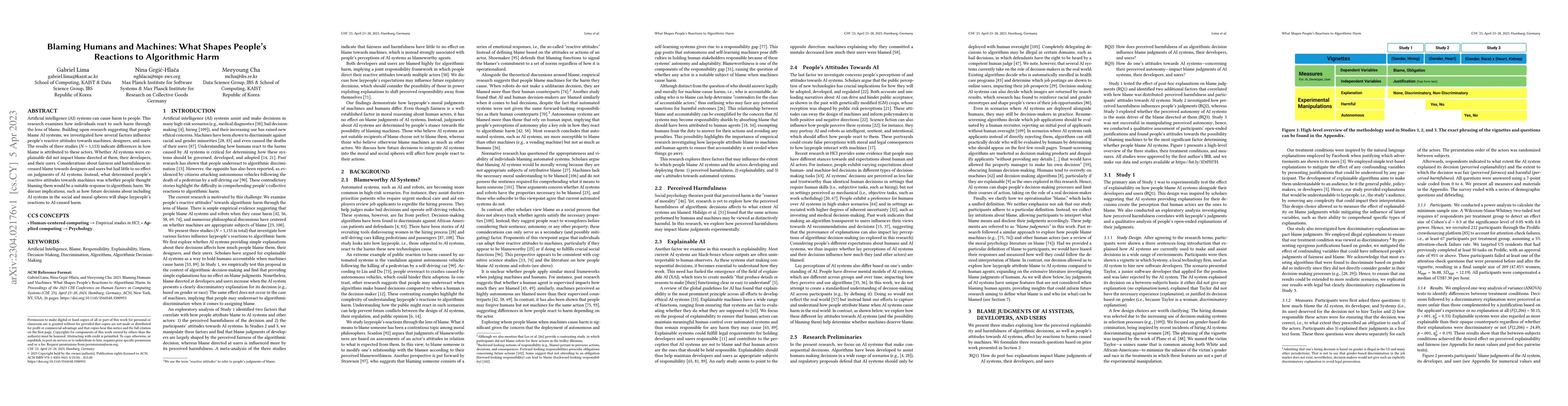 Thumbnail for Blaming Humans and Machines: What Shapes People's Reactions to
  Algorithmic Harm