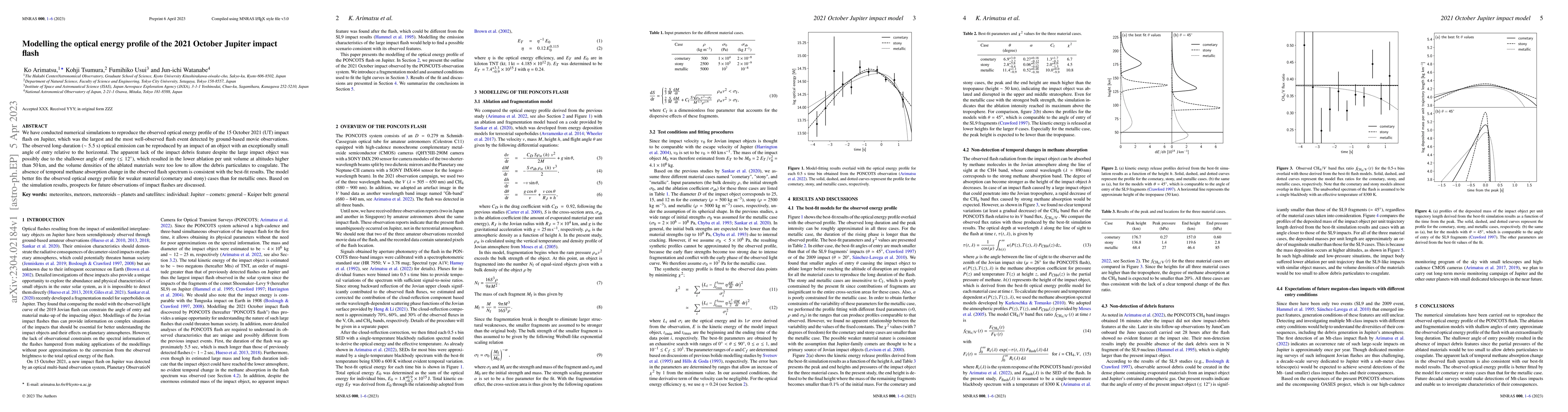 Thumbnail for Modelling the optical energy profile of the 2021 October Jupiter impact
  flash