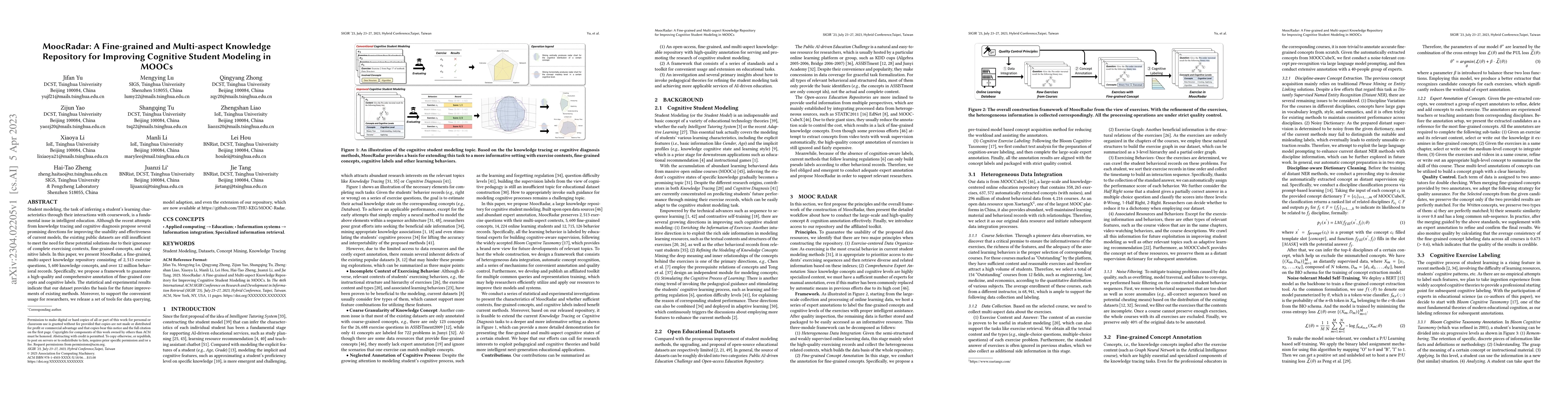 Thumbnail for MoocRadar: A Fine-grained and Multi-aspect Knowledge Repository for
  Improving Cognitive Student Modeling in MOOCs