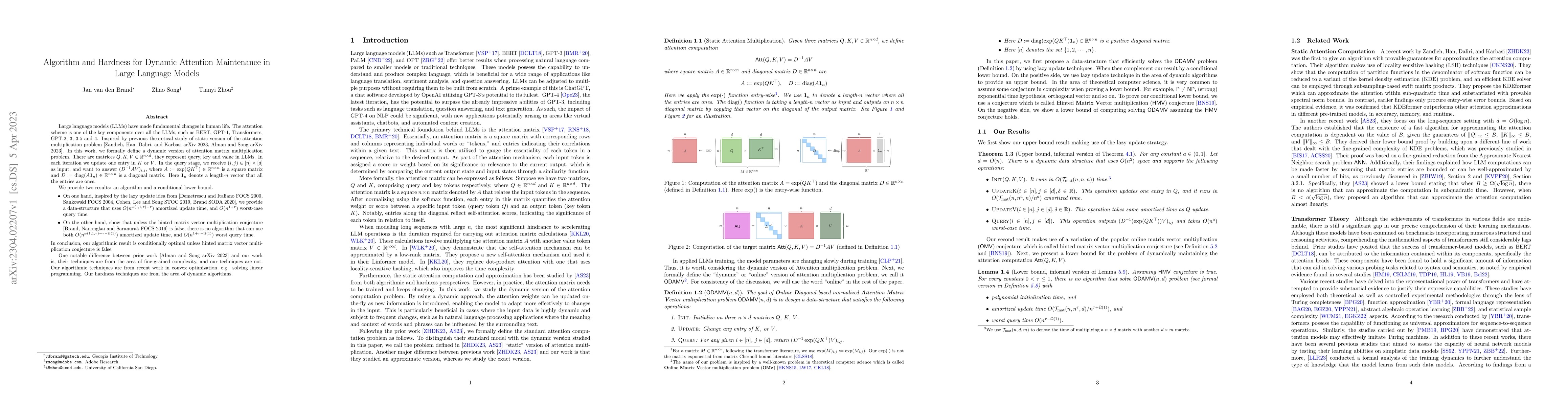 Thumbnail for Algorithm and Hardness for Dynamic Attention Maintenance in Large
  Language Models