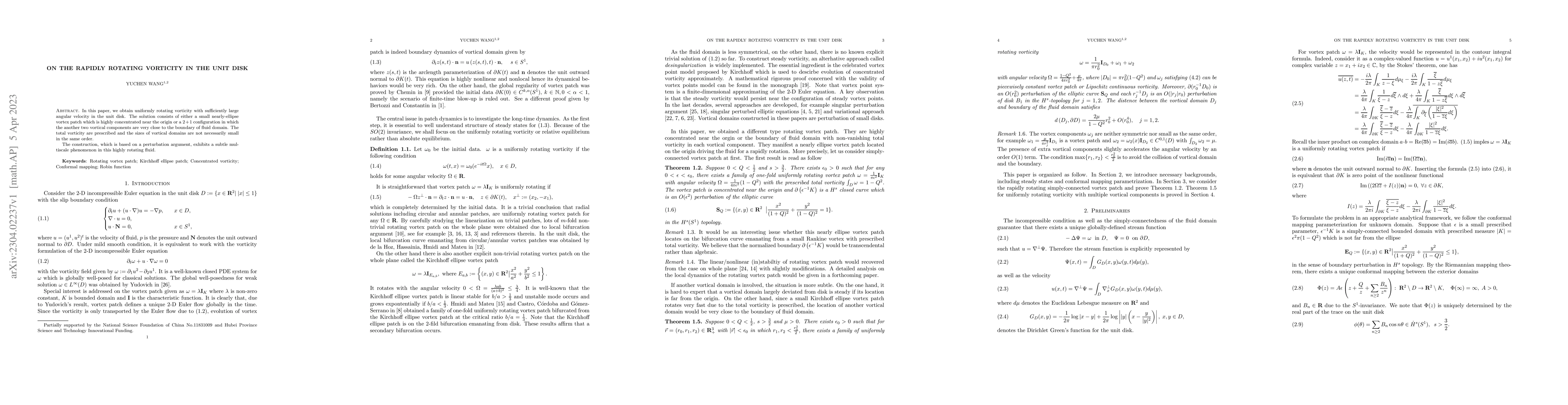 Thumbnail for On the rapidly rotating vorticity in the unit disk
