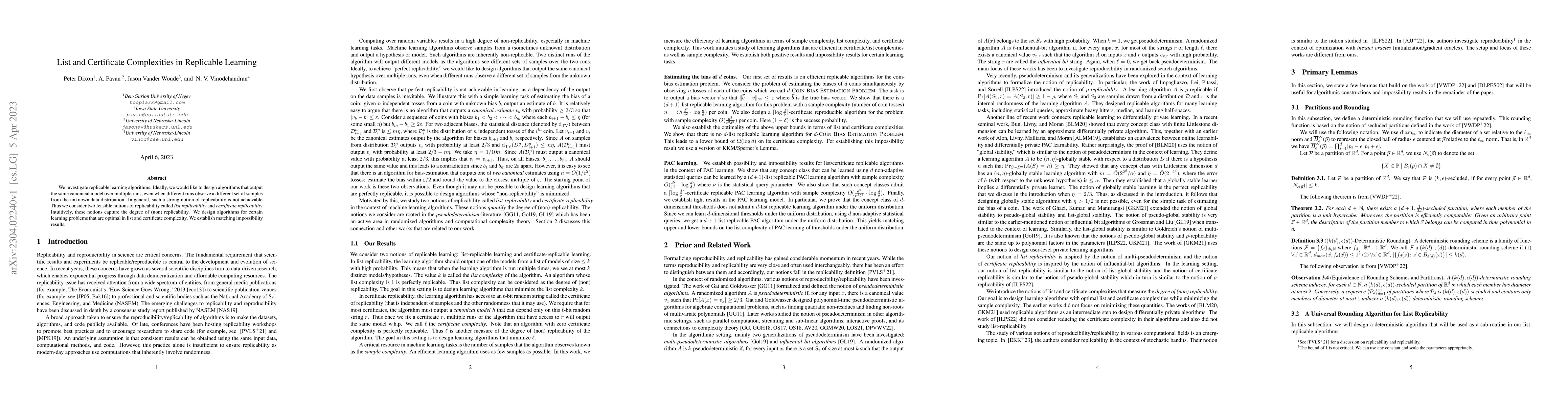 Thumbnail for List and Certificate Complexities in Replicable Learning