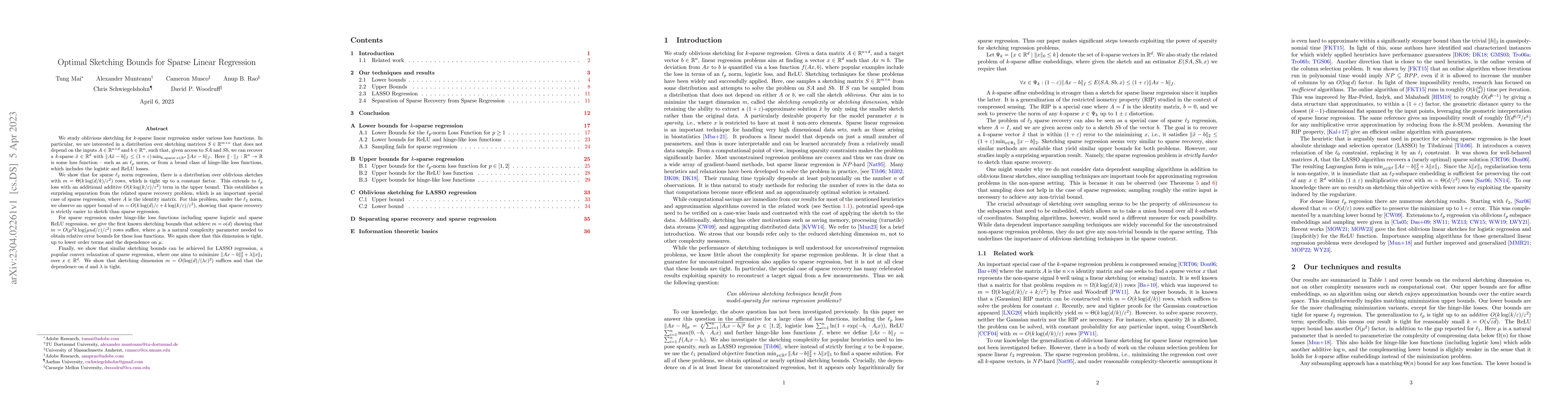 Thumbnail for Optimal Sketching Bounds for Sparse Linear Regression