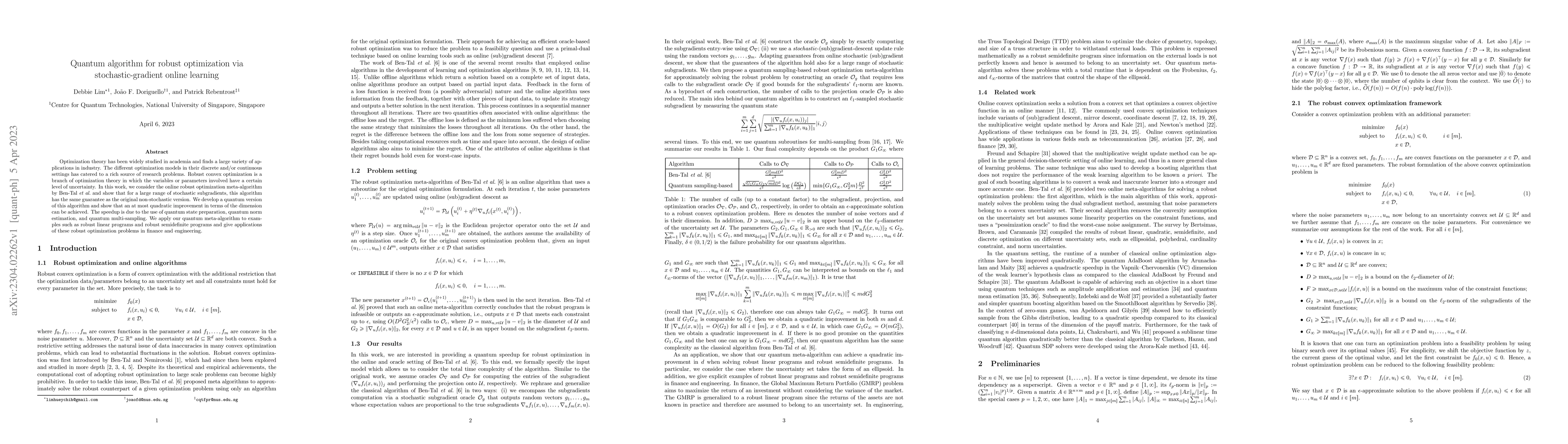 Thumbnail for Quantum algorithm for robust optimization via stochastic-gradient online
  learning
