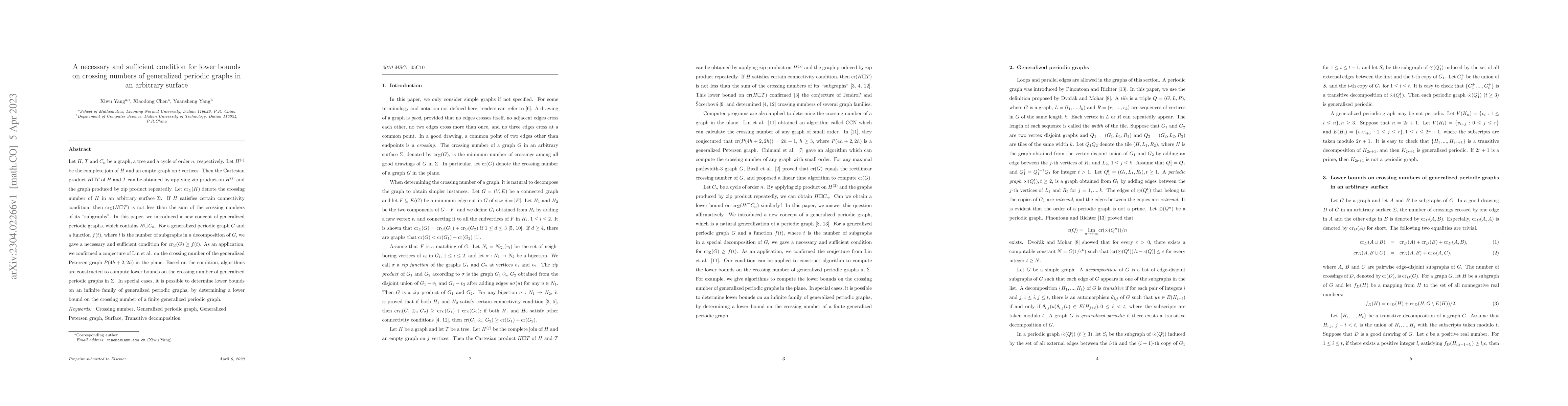 Thumbnail for A necessary and sufficient condition for lower bounds on crossing
  numbers of generalized periodic graphs in an arbitrary surface