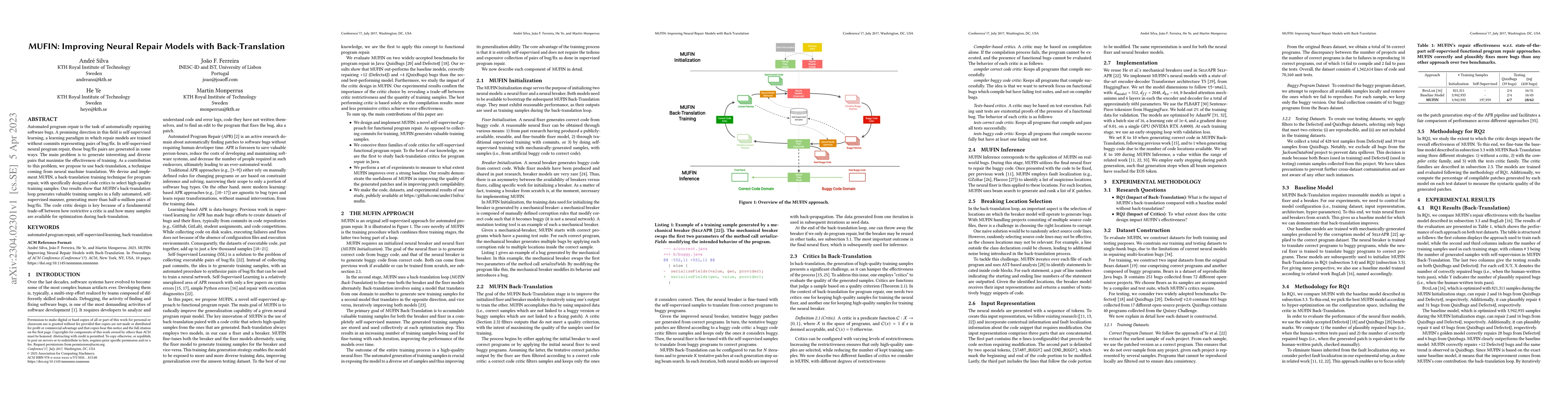 Thumbnail for MUFIN: Improving Neural Repair Models with Back-Translation