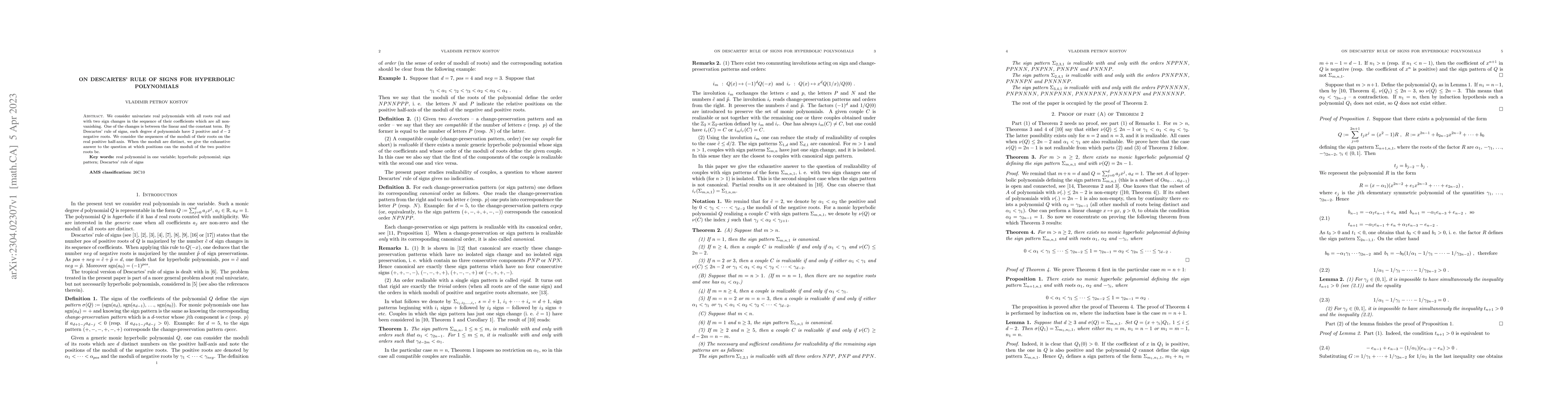 Thumbnail for On Descartes' rule of signs for hyperbolic polynomials