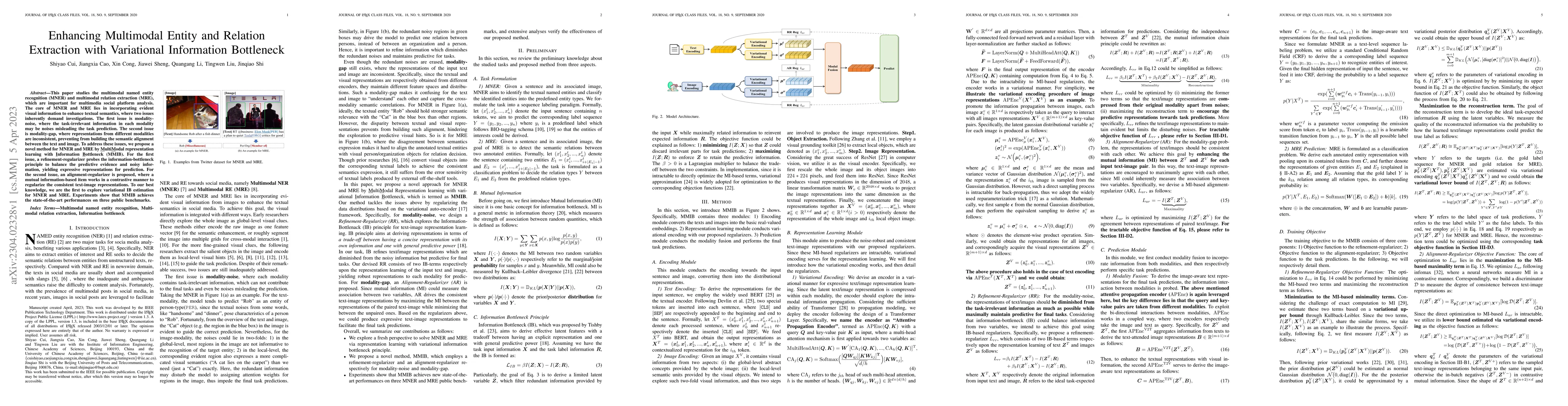 Thumbnail for Enhancing Multimodal Entity and Relation Extraction with Variational
  Information Bottleneck