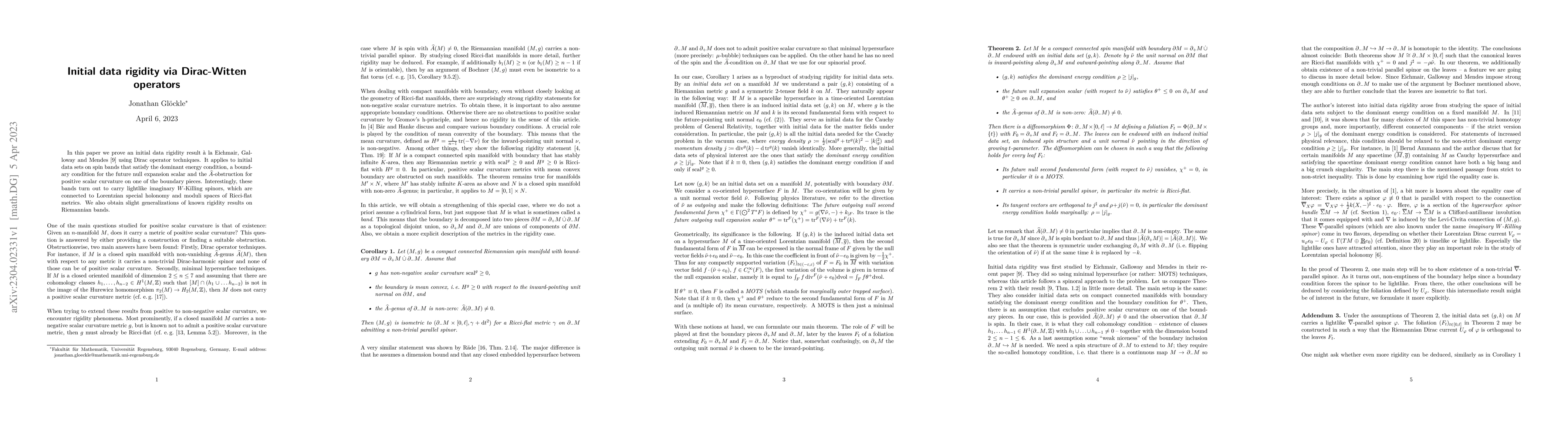 Thumbnail for Initial data rigidity via Dirac-Witten operators