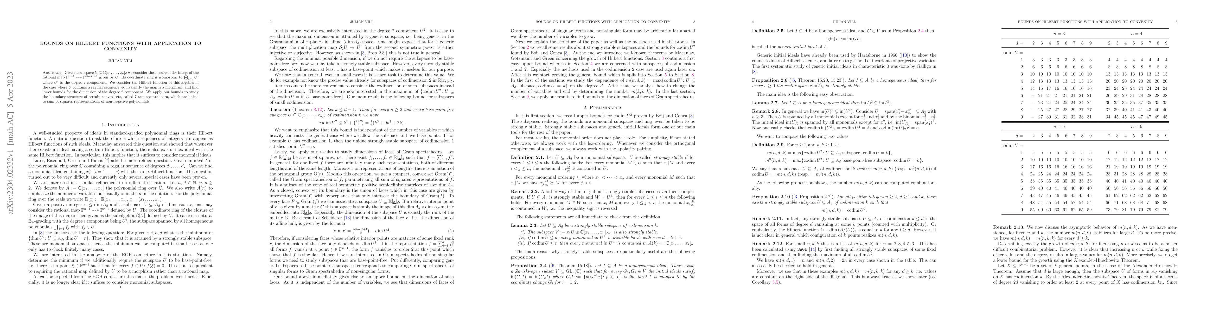 Thumbnail for Bounds on Hilbert functions with application to convexity