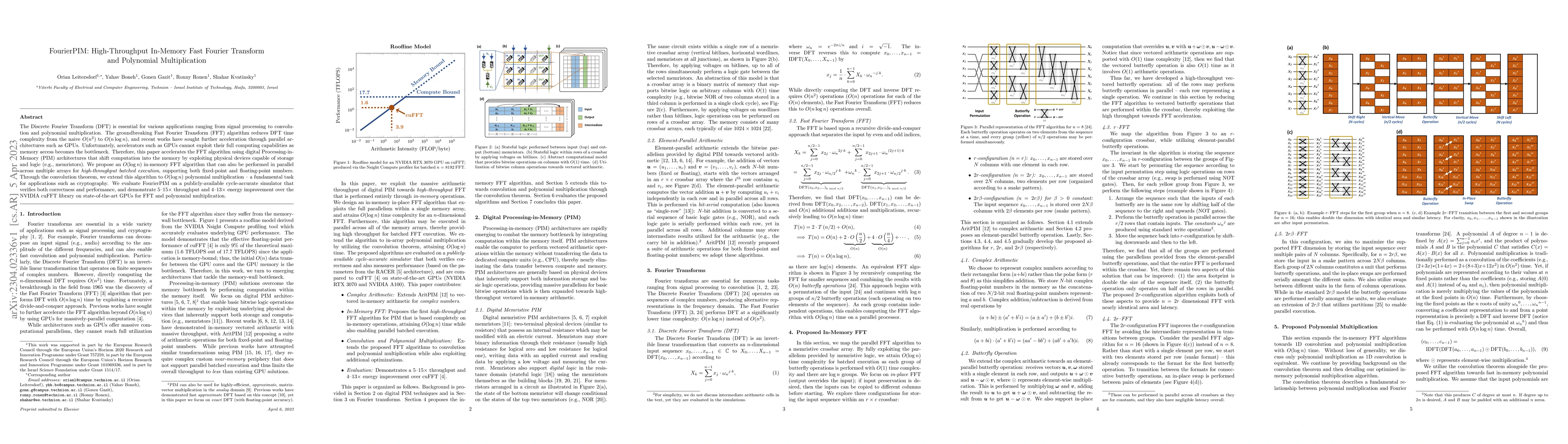 Thumbnail for FourierPIM: High-Throughput In-Memory Fast Fourier Transform and
  Polynomial Multiplication