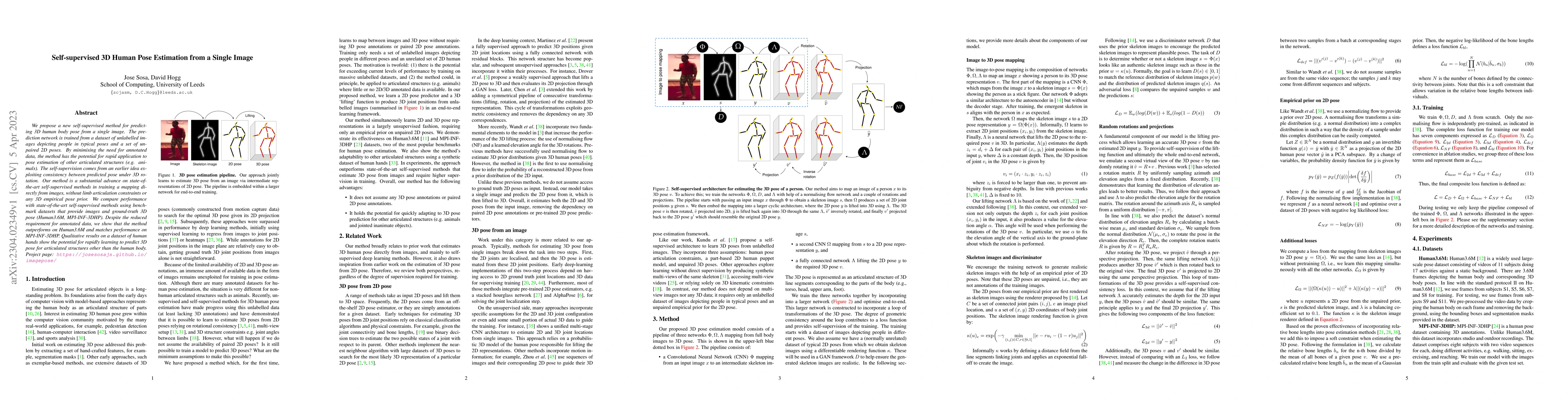 Thumbnail for Self-supervised 3D Human Pose Estimation from a Single Image