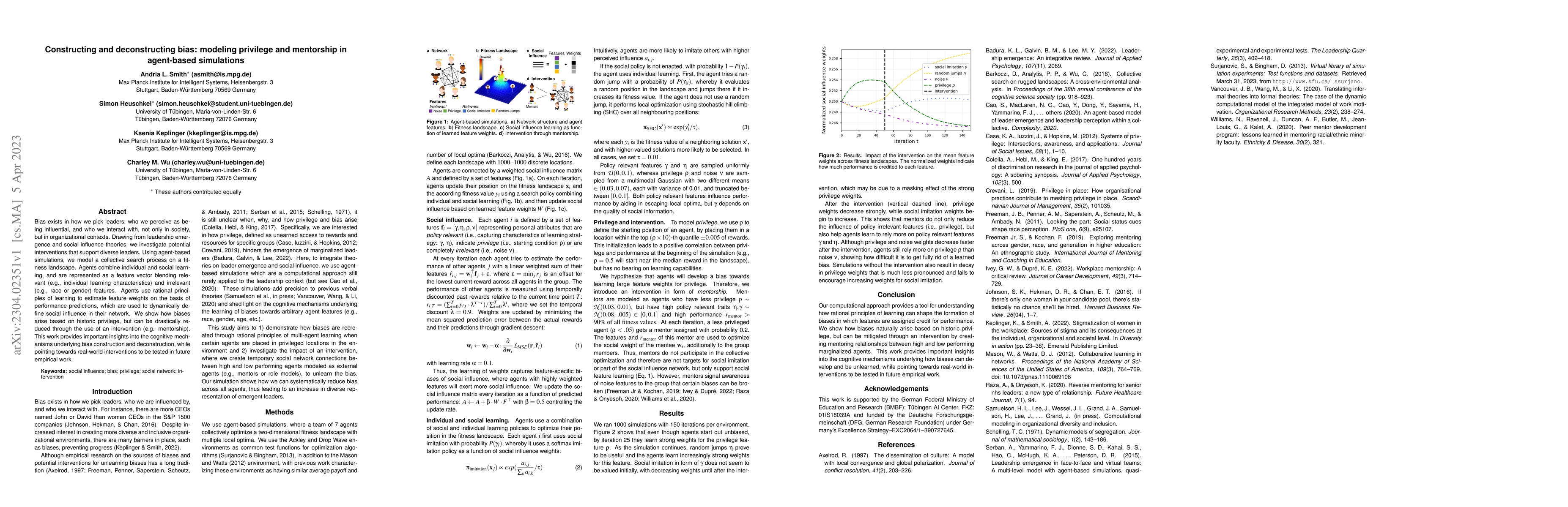 Thumbnail for Constructing and deconstructing bias: modeling privilege and mentorship
  in agent-based simulations