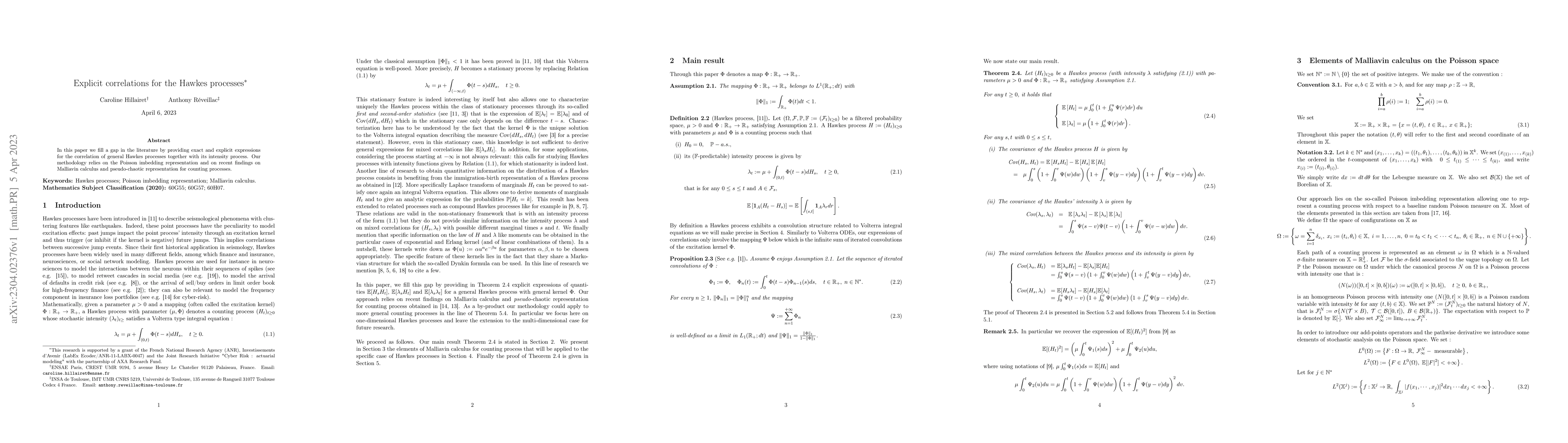 Thumbnail for Explicit correlations for the Hawkes processes