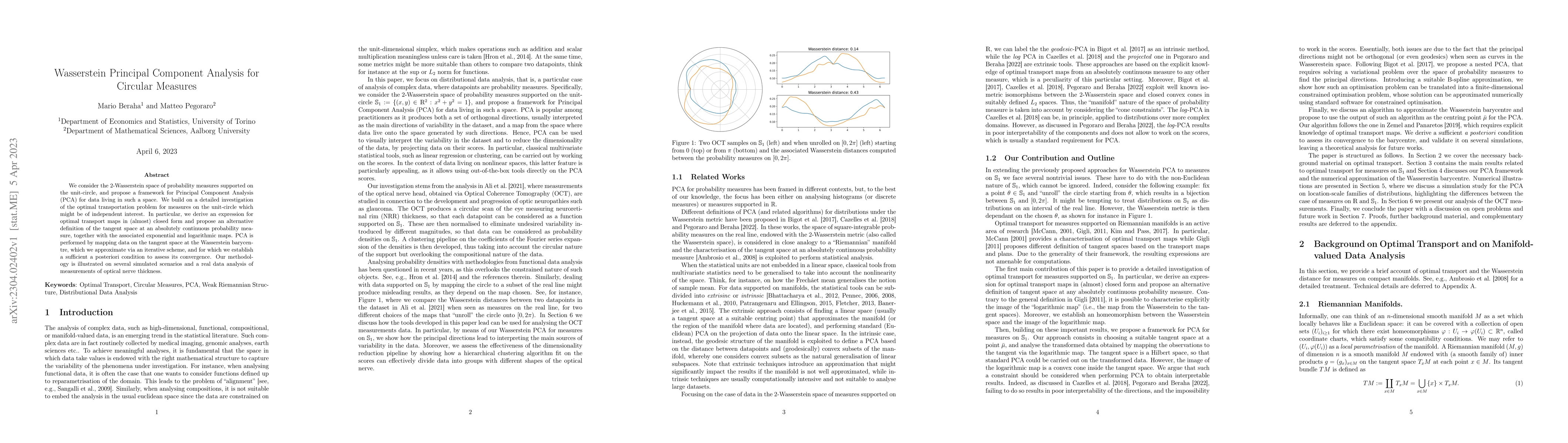Thumbnail for Wasserstein Principal Component Analysis for Circular Measures