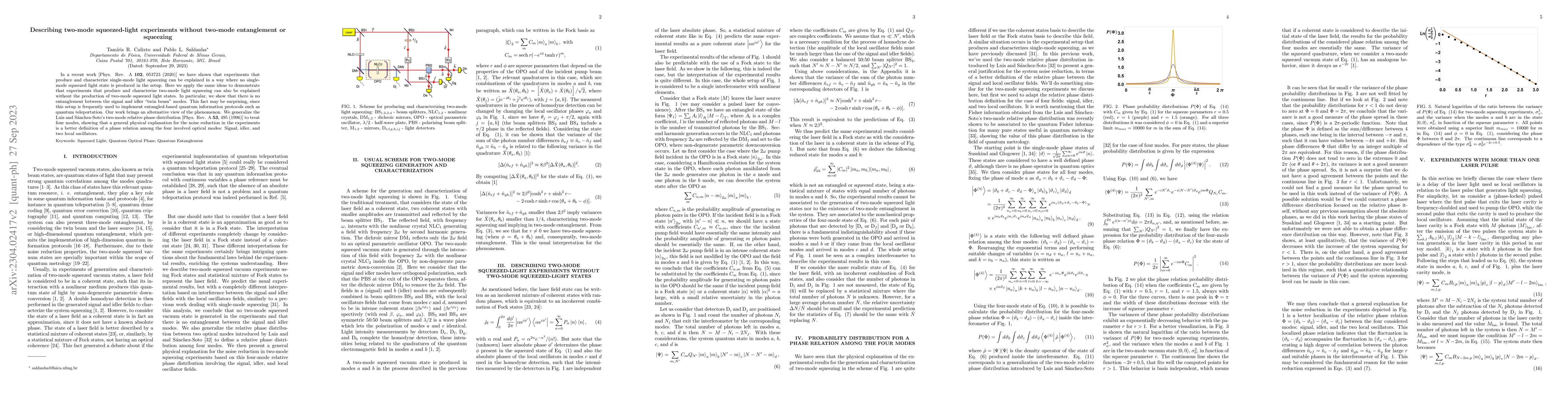 Thumbnail for Describing two-mode squeezed-light experiments without two-mode
  entanglement or squeezing