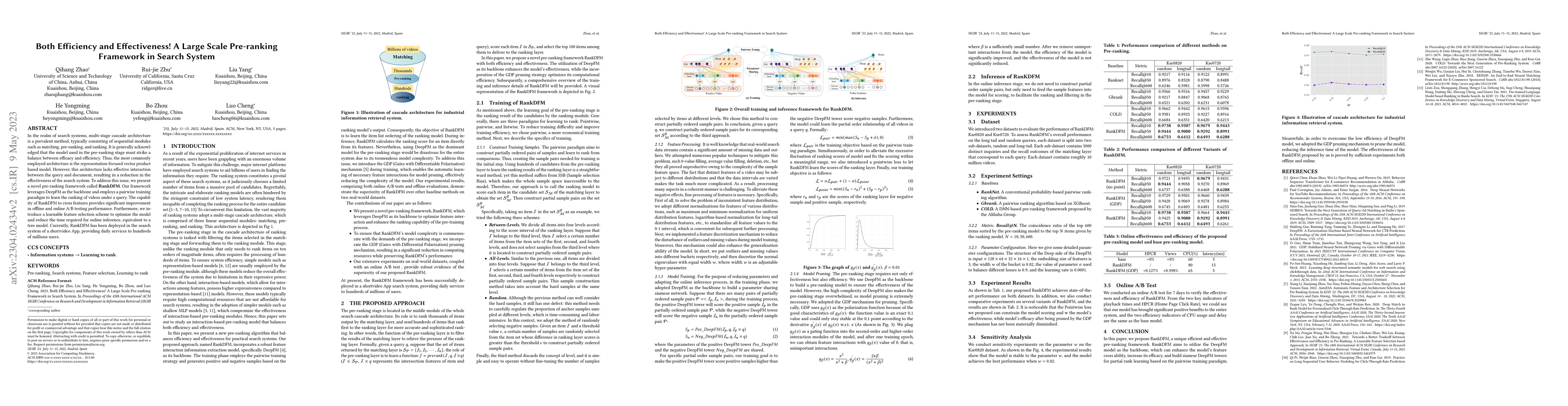 Thumbnail for Both Efficiency and Effectiveness! A Large Scale Pre-ranking Framework
  in Search System
