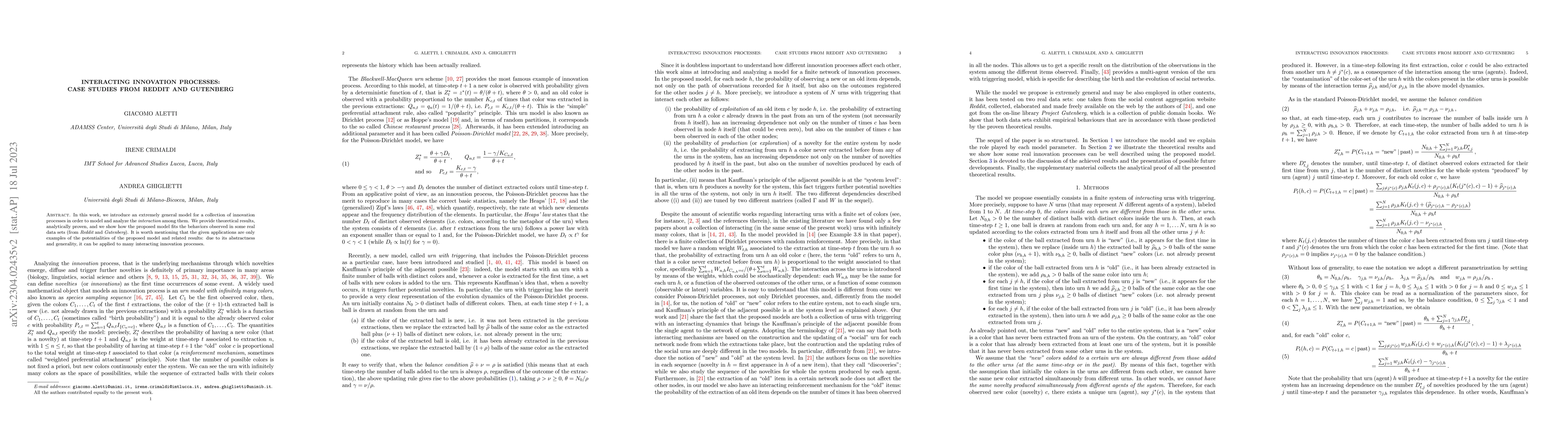 Thumbnail for Interacting Innovation processes: case studies from Reddit and Gutenberg