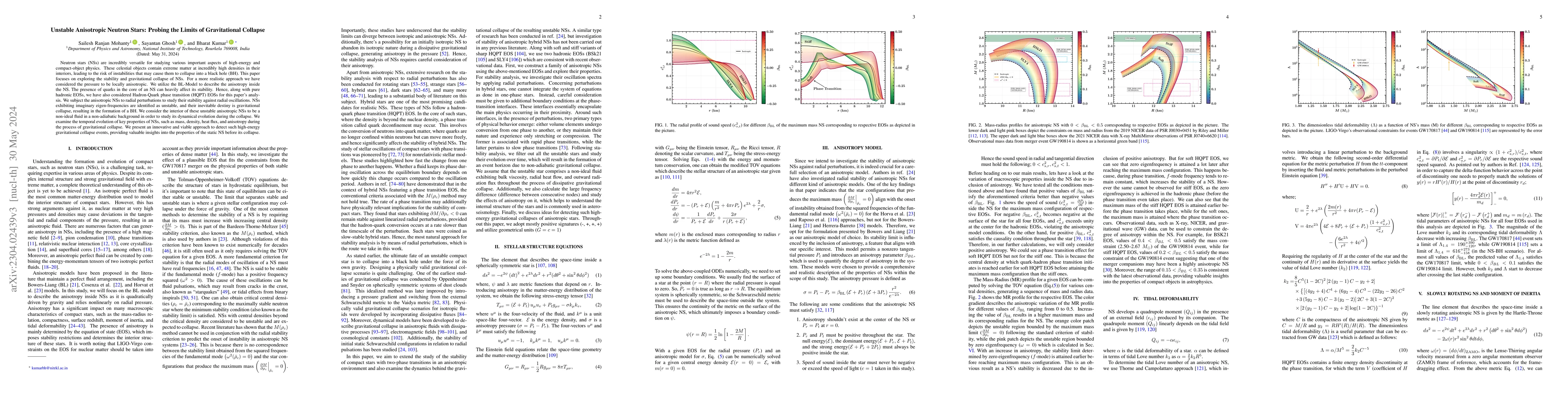 Thumbnail for Unstable Anisotropic Neutron Stars: Probing the Limits of Gravitational
  Collapse