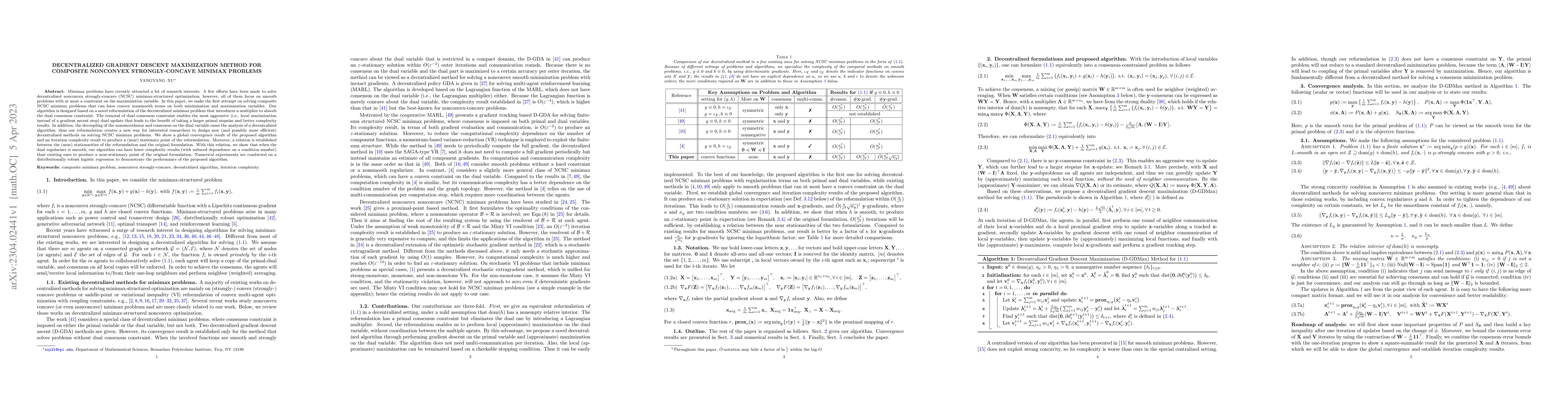 Thumbnail for Decentralized gradient descent maximization method for composite
  nonconvex strongly-concave minimax problems