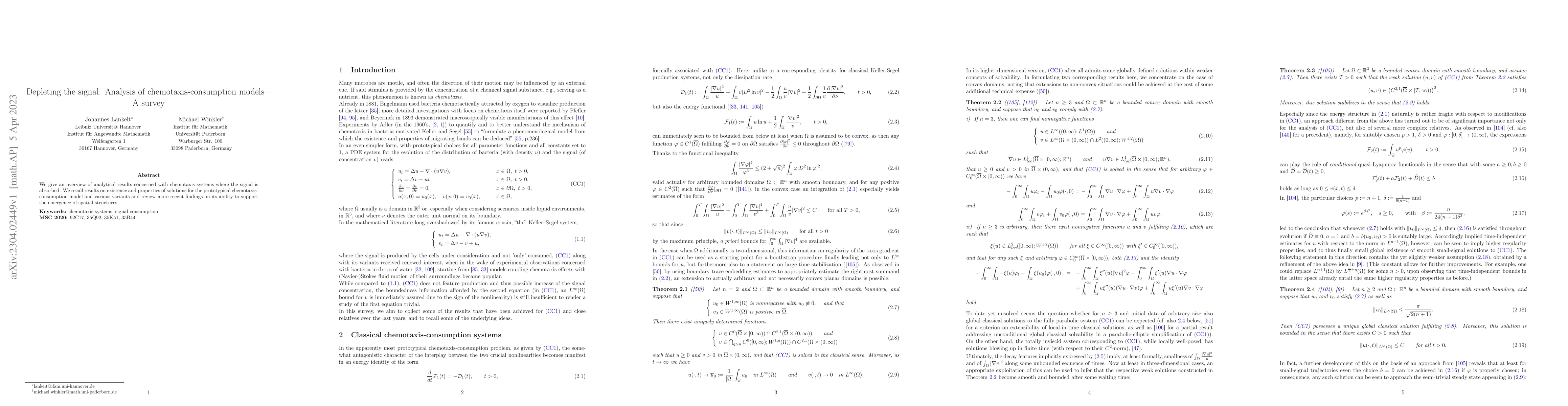 Thumbnail for Depleting the signal: Analysis of chemotaxis-consumption models -- A
  survey