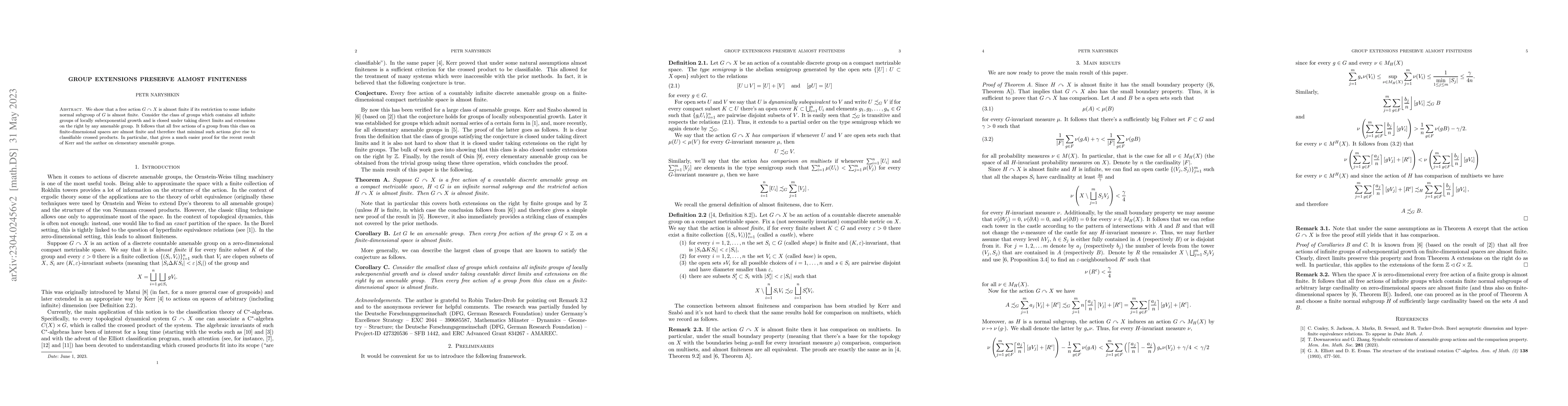 Thumbnail for Group extensions preserve almost finiteness