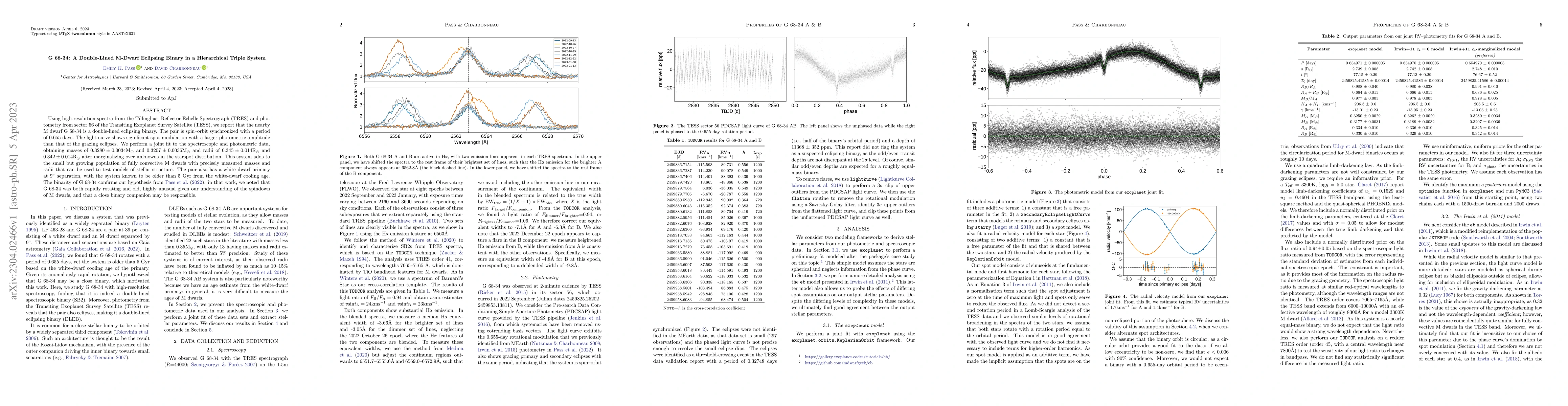 Thumbnail for G 68-34: A Double-Lined M-Dwarf Eclipsing Binary in a Hierarchical
  Triple System