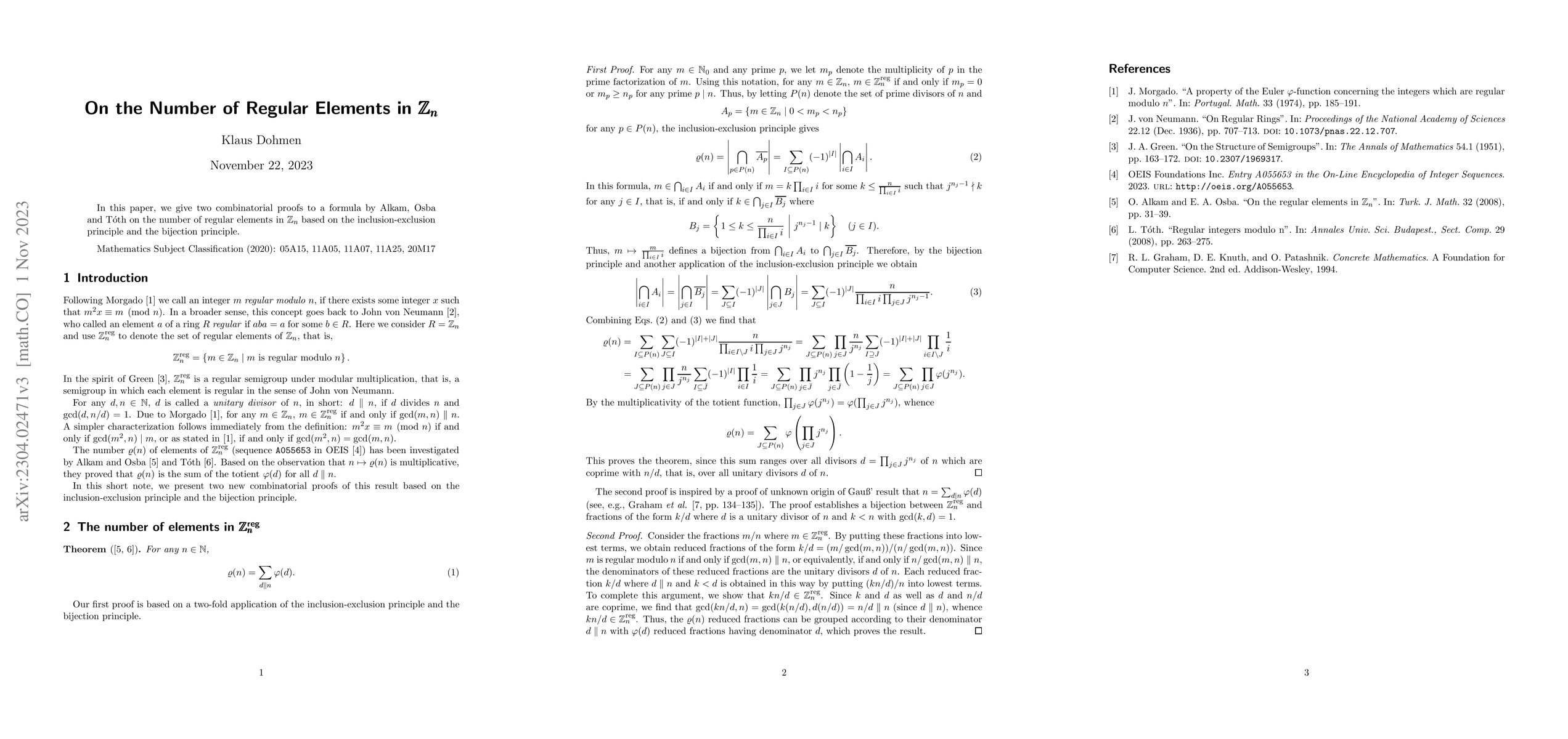 Thumbnail for On the Number of Regular Elements in $\mathbb{Z}_n$