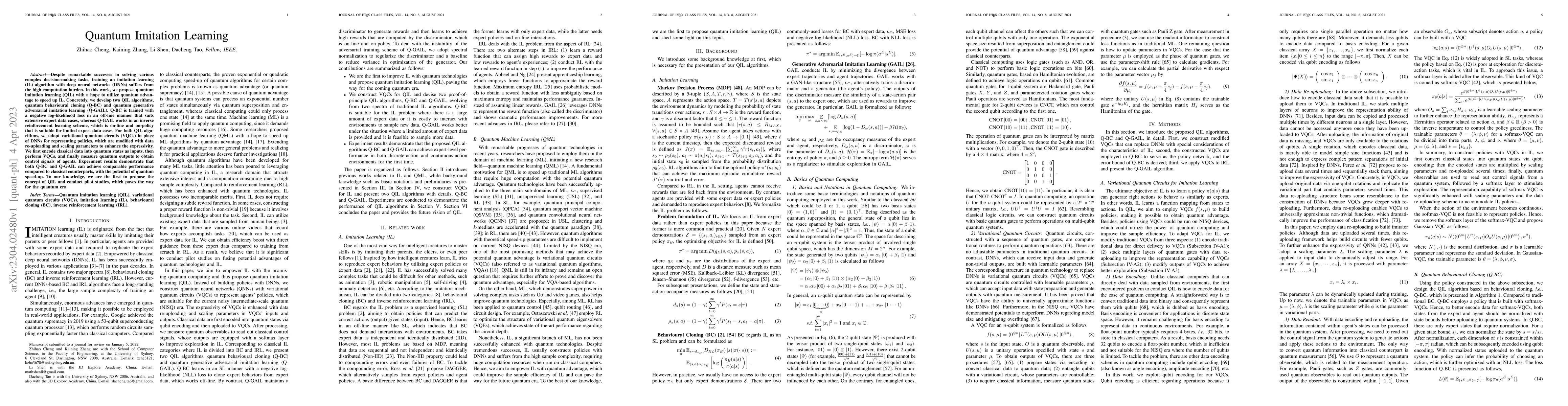 Thumbnail for Quantum Imitation Learning