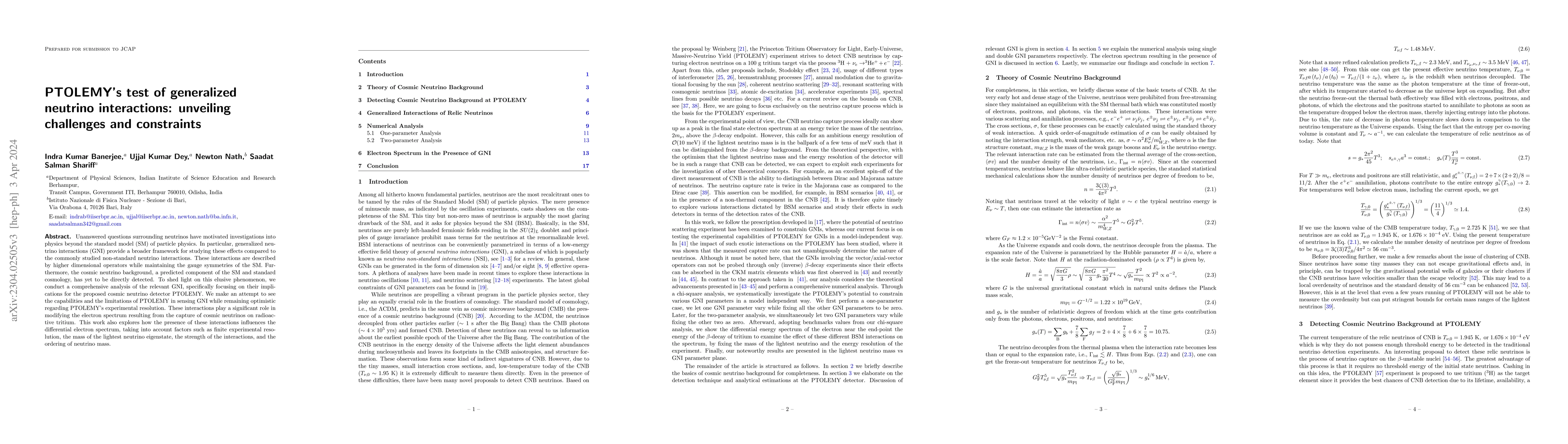Thumbnail for PTOLEMY's test of generalized neutrino interactions: unveiling
  challenges and constraints
