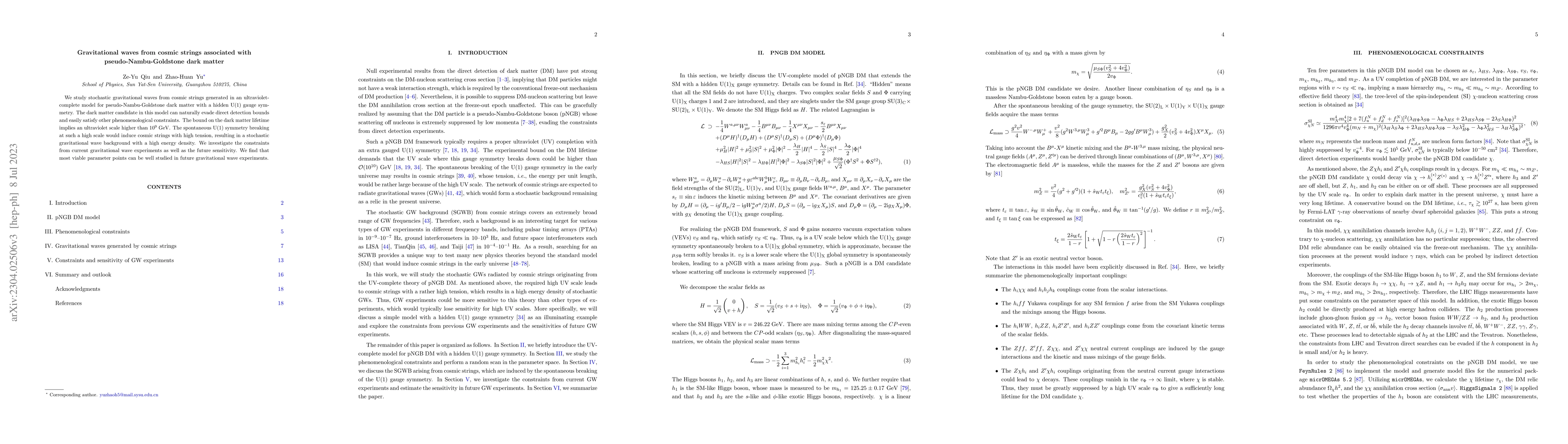 Thumbnail for Gravitational waves from cosmic strings associated with
  pseudo-Nambu-Goldstone dark matter