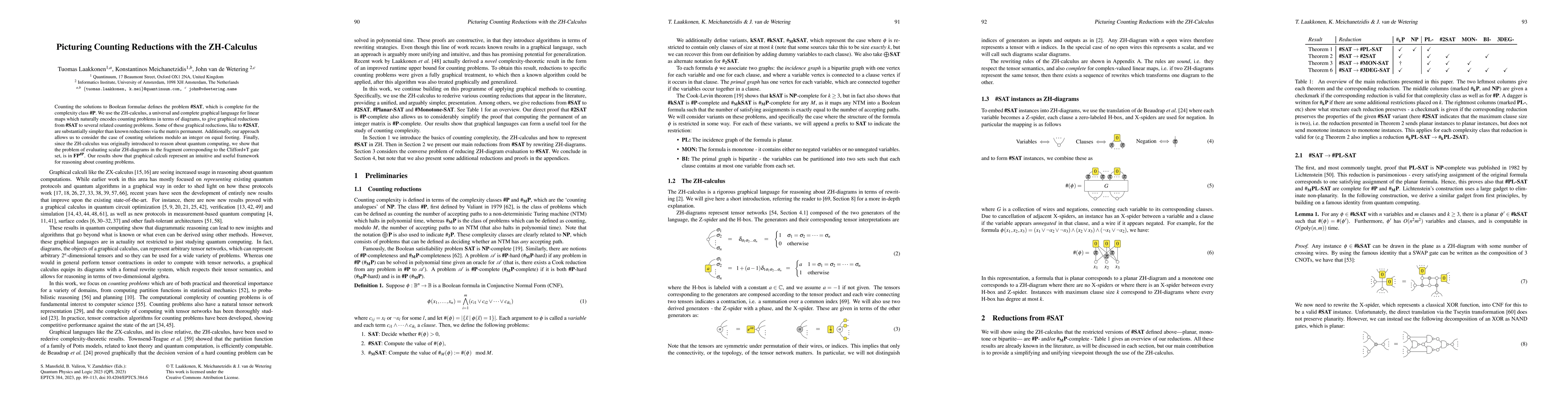 Thumbnail for Picturing Counting Reductions with the ZH-Calculus