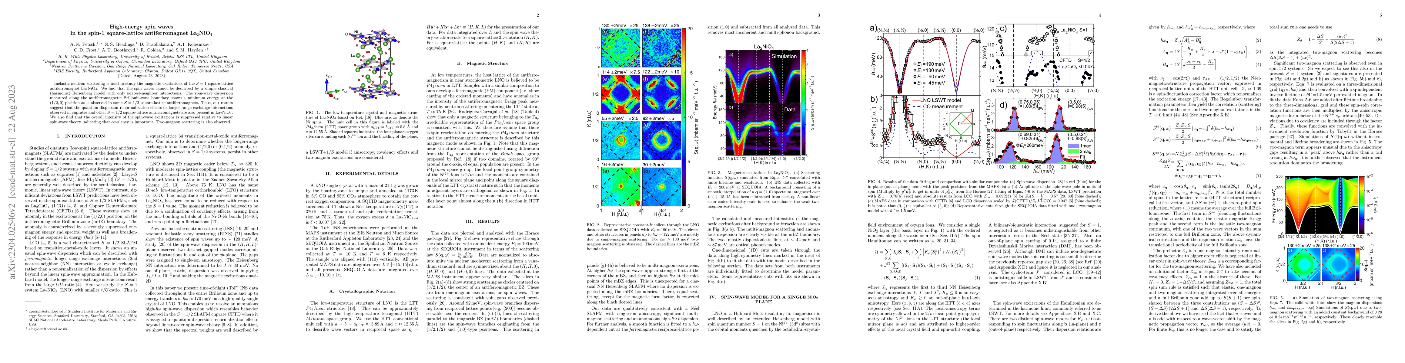 Thumbnail for High-energy spin waves in the spin-1 square-lattice antiferromagnet
  La$_2$NiO$_4$