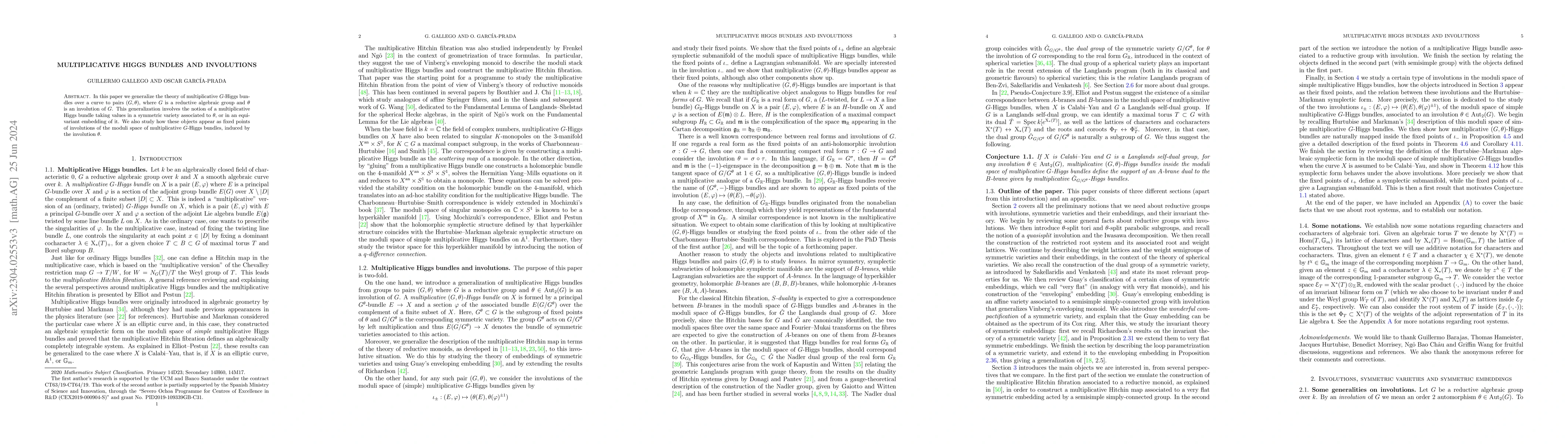Thumbnail for Multiplicative Higgs bundles and involutions