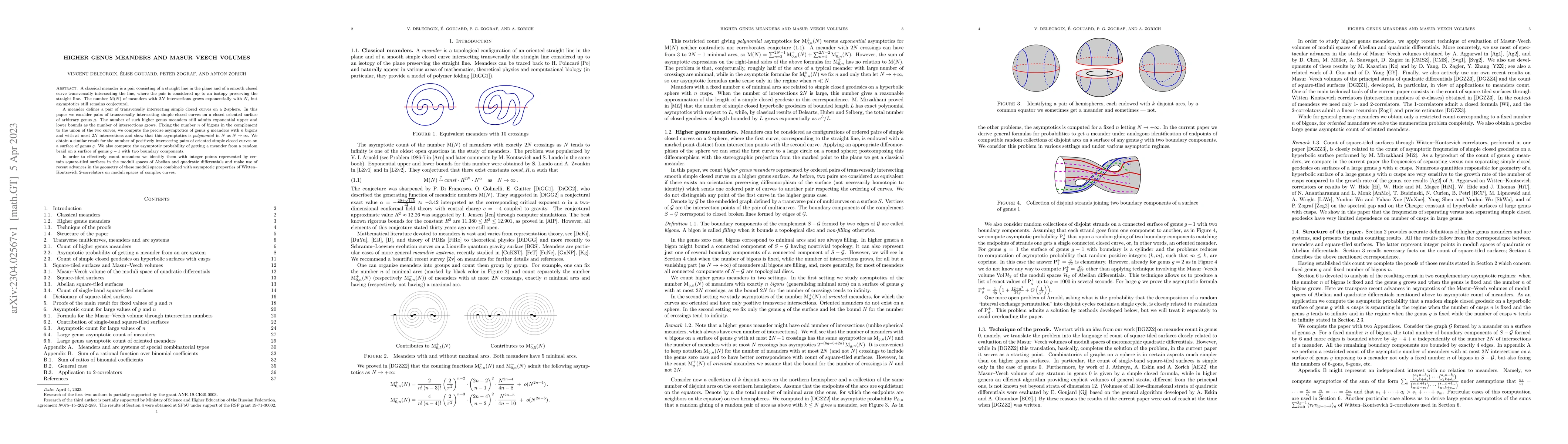 Thumbnail for Higher genus meanders and Masur-Veech volumes
