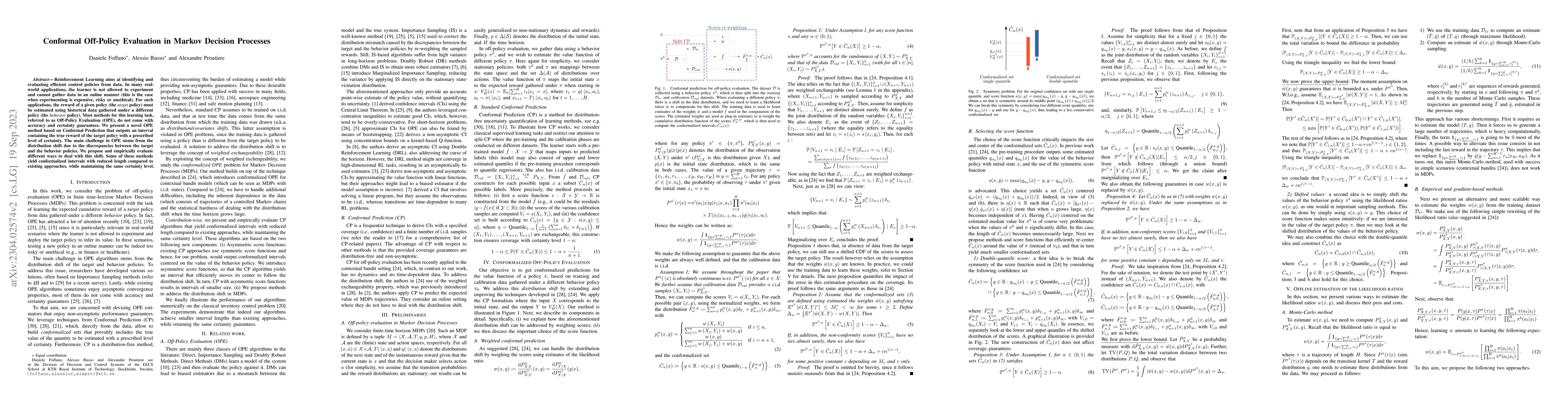 Thumbnail for Conformal Off-Policy Evaluation in Markov Decision Processes