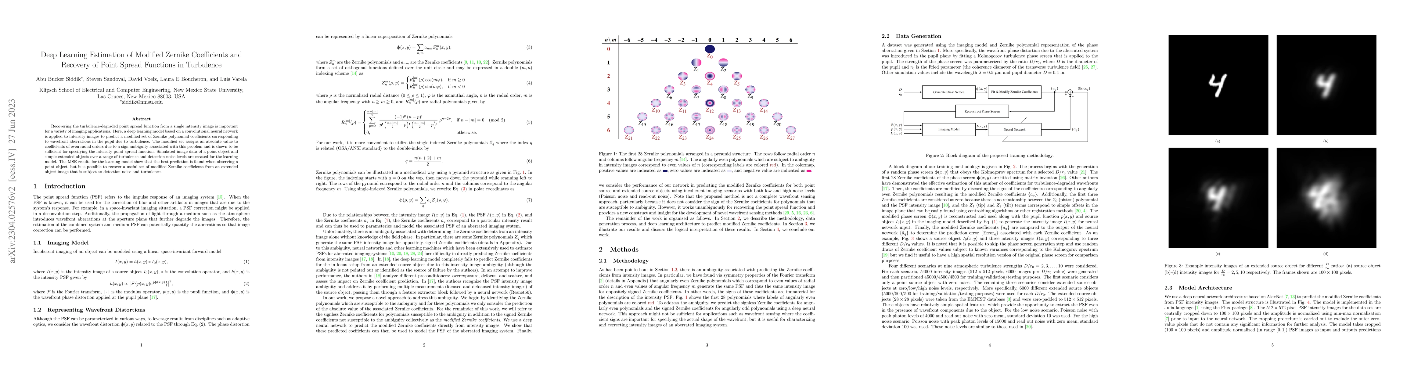 Thumbnail for Deep Learning Estimation of Modified Zernike Coefficients and Recovery
  of Point Spread Functions in Turbulence