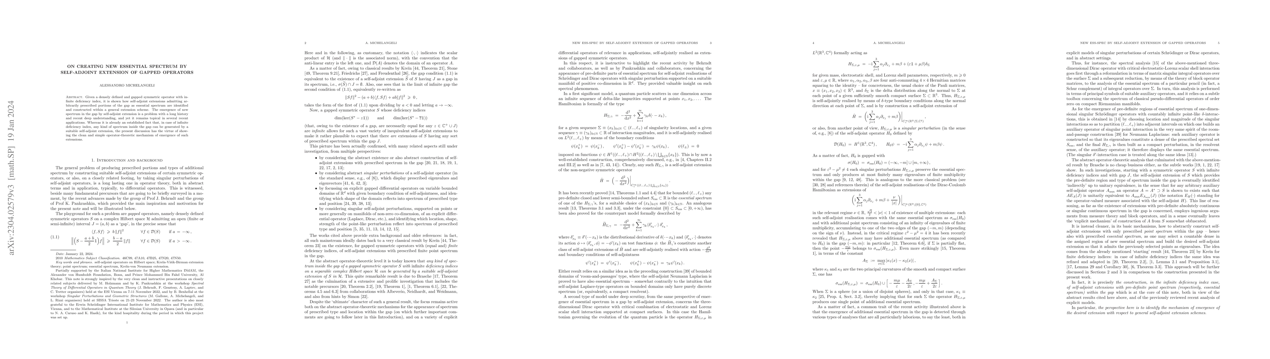 Thumbnail for On creating new essential spectrum by self-adjoint extension of gapped
  operators