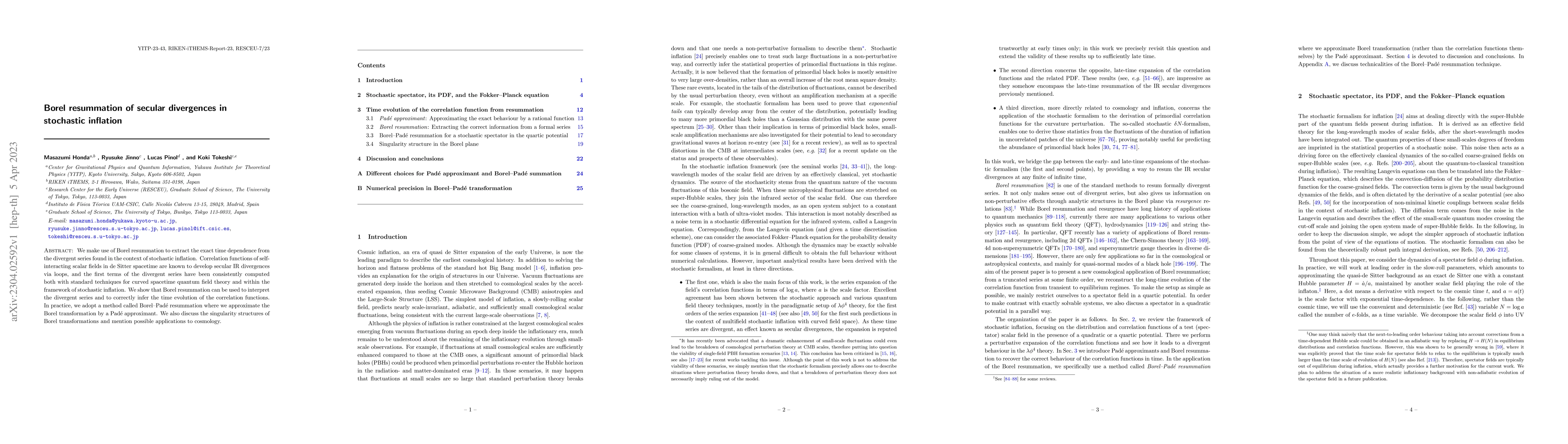 Thumbnail for Borel resummation of secular divergences in stochastic inflation