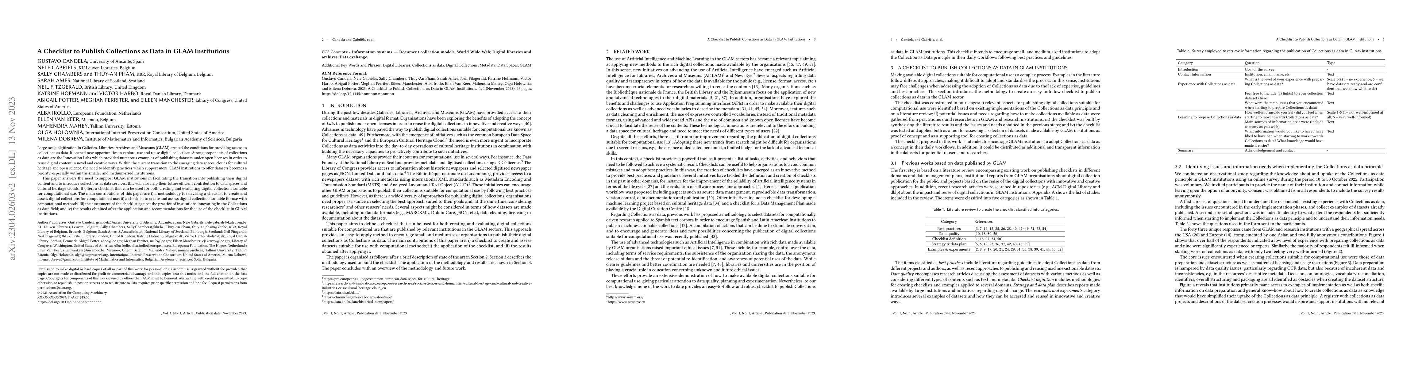 Thumbnail for A Checklist to Publish Collections as Data in GLAM Institutions