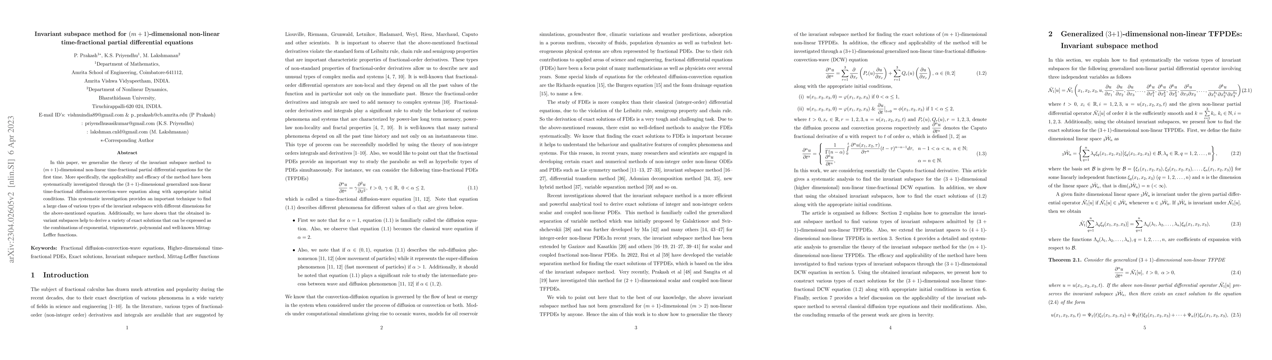 Thumbnail for Invariant subspace method for (m + 1)-dimensional non-linear
  time-fractional partial differential equations
