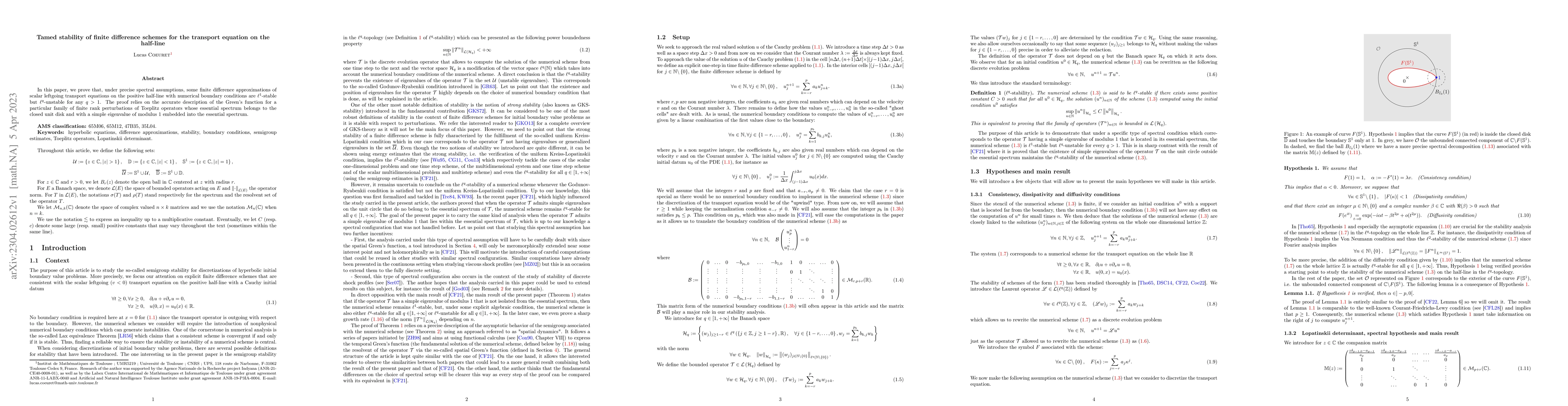 Thumbnail for Tamed stability of finite difference schemes for the transport equation
  on the half-line