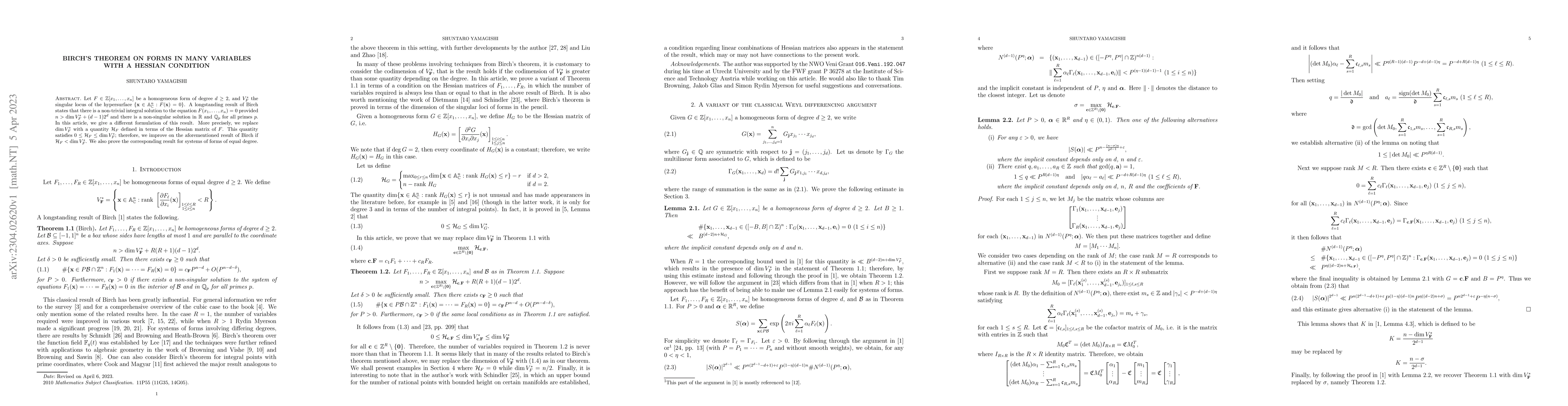 Thumbnail for Birch's theorem on forms in many variables with a Hessian condition