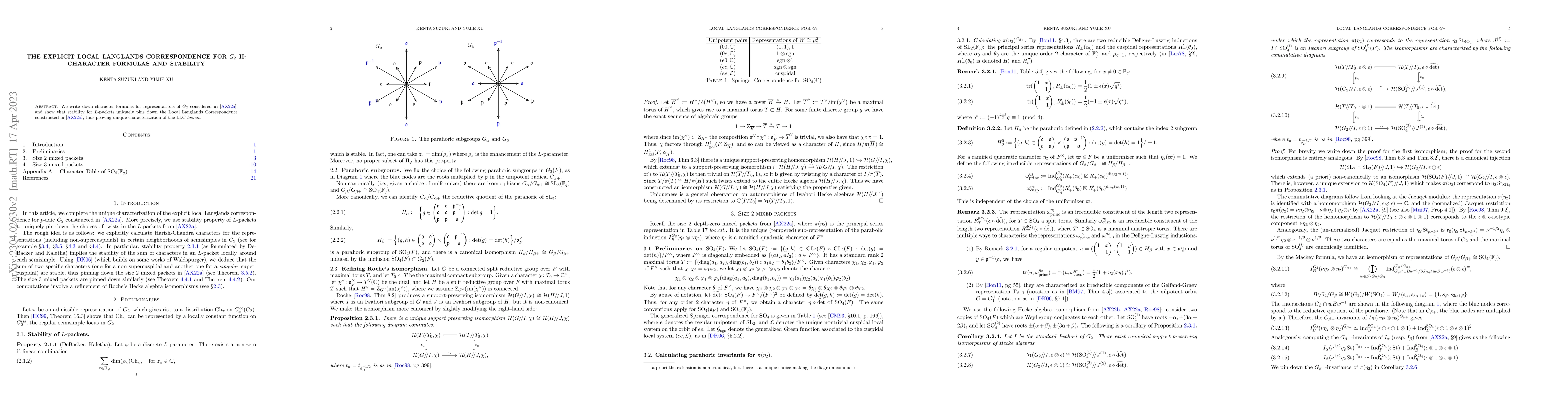 Thumbnail for The explicit Local Langlands Correspondence for $G_2$ II: character
  formulas and stability