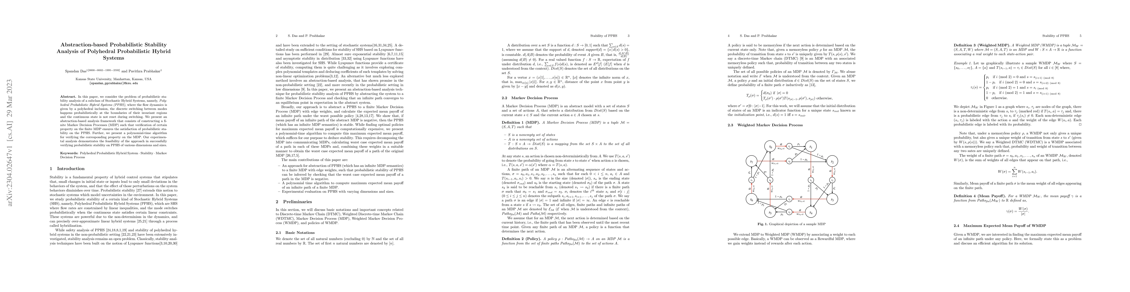 Thumbnail for Abstraction-based Probabilistic Stability Analysis of Polyhedral
  Probabilistic Hybrid Systems
