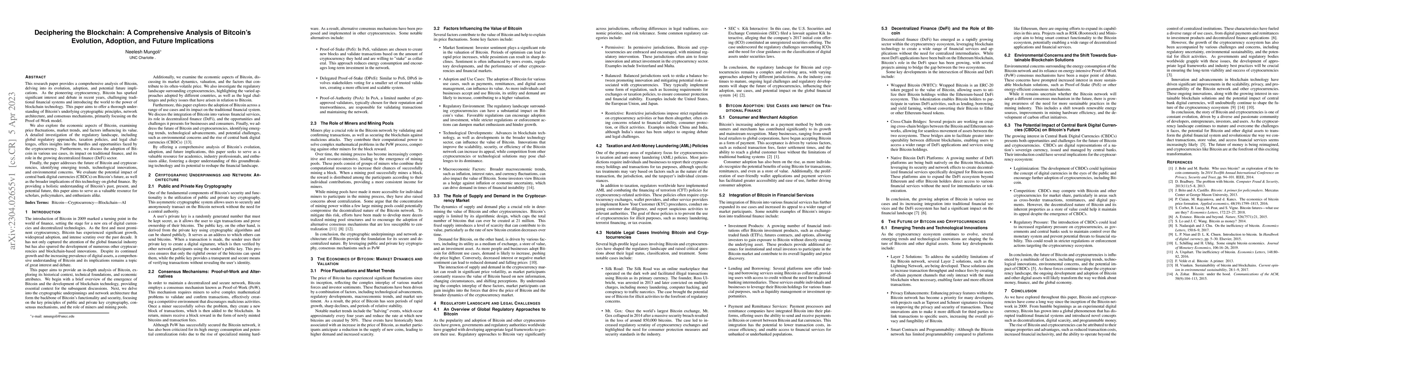 Thumbnail for Deciphering the Blockchain: A Comprehensive Analysis of Bitcoin's
  Evolution, Adoption, and Future Implications